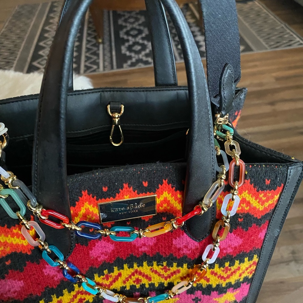 Kate Spade Colorful Patterned Handbag with Chain Strap